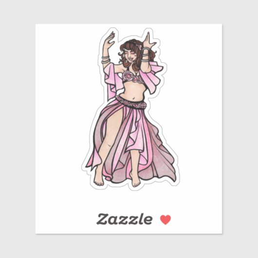 Sticker Danseuse Ventre Rose Saint Valentin Coeur (Feuille)