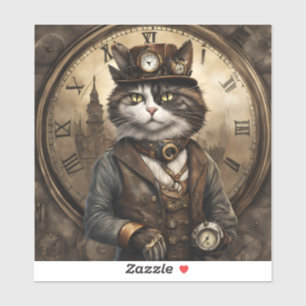Sticker Dapper Steampunk Calico Cat