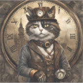 Sticker Dapper Steampunk Calico Cat (Devant)