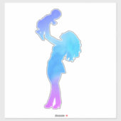 Sticker d'aquarelle maman et son bébé (Feuille)