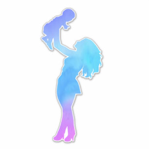 Sticker d'aquarelle maman et son bébé