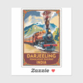 Sticker Darjeeling Inde Train Peintre Voyage Art Retro (Feuille)