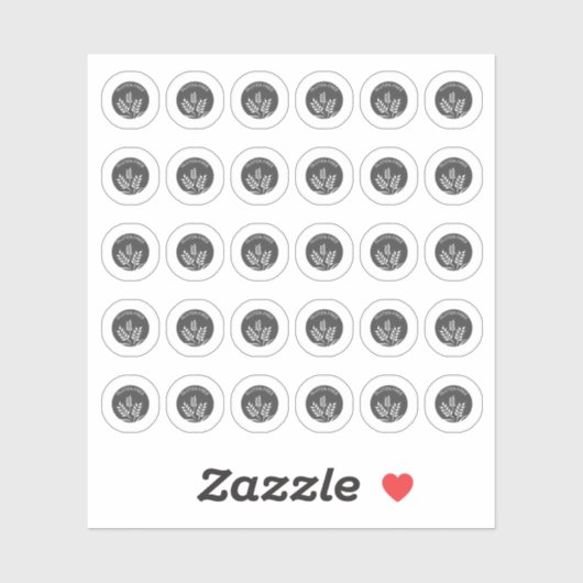 Sticker Dark Grey Gluten Free Wedding Place Meal Choice (Feuille)