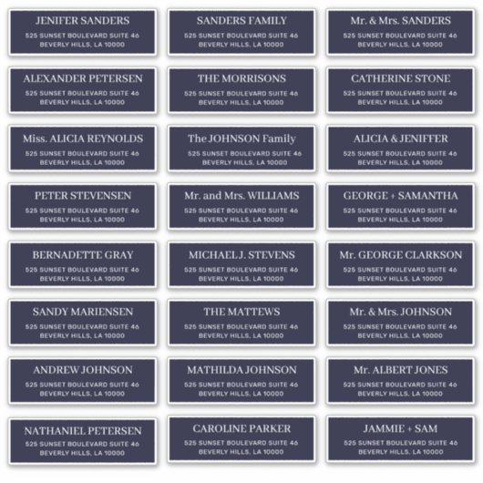 Sticker Dark marine moderne typographie mariage adresse d' (Devant)