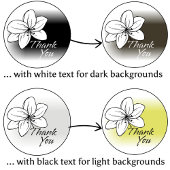 Sticker Dark Modern Minimal Gray Flower Drawing Thank You