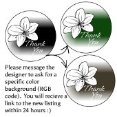 Sticker Dark Modern Minimal Gray Flower Drawing Thank You