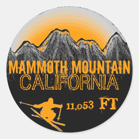 sticker d'art de ski orange Mammoth Mountain Calif (Devant)