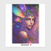 Sticker d'art Imaginaire Fée coloré (Feuille)