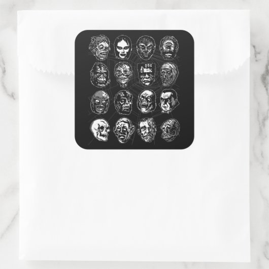 Sticker d'art Monster Masques B & W - Halloween ré (Sac)