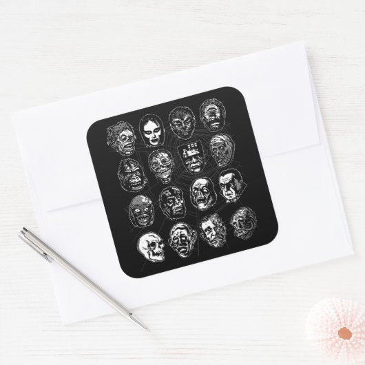 Sticker d'art Monster Masques B & W - Halloween ré (Enveloppe)
