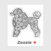 Sticker d'art pour chien de caniche Mandala (Feuille)