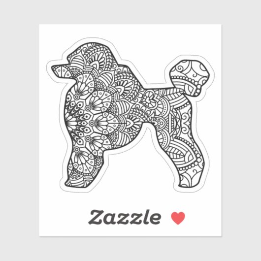 Sticker d'art pour chien de caniche Mandala (Feuille)
