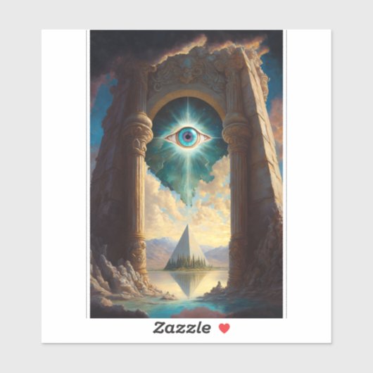 Sticker d'art pyramidal mystique (Feuille)