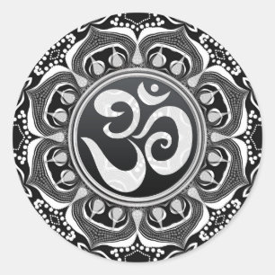 Sticker d'art spirituel Lotus Tribal Black+White O