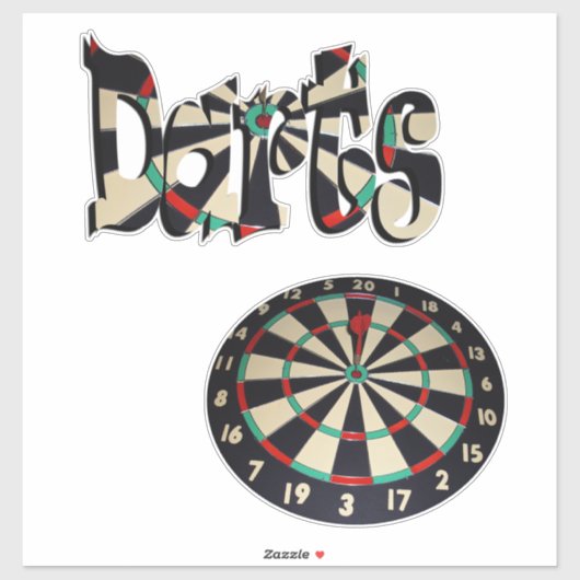 Sticker Darts Logo Et Dartboard, (Feuille)