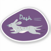 Sticker "dash" mignon chien gris illustré long chien pourp (Recto)