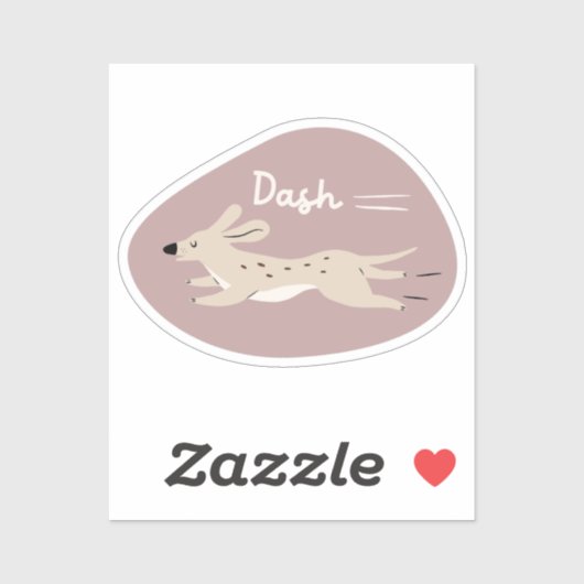 Sticker "dash" mignon chien illustré long tout beige (Feuille)