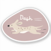 Sticker "dash" mignon chien illustré long tout beige (Recto)