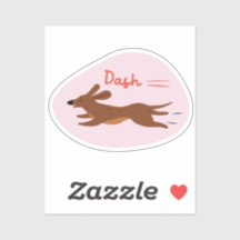 "dash" mignon illustré chien long rétro rose