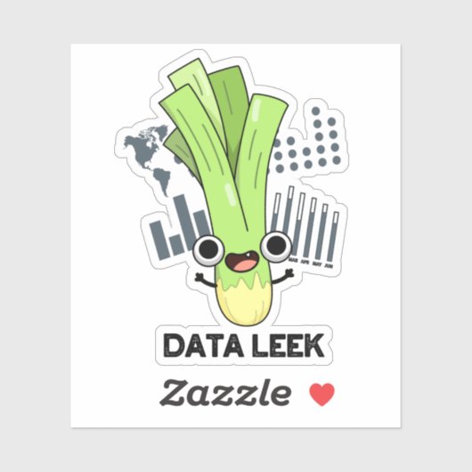 Sticker Data Leek Funny Ordinateur Veggie Pun (Feuille)