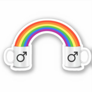 Sticker Date café arc-en-ciel gay