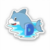 Sticker Dauphin à la natation avec lettre (Recto)