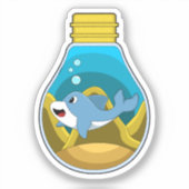 Sticker Dauphin à la natation dans l'aquarium (Recto)