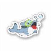 Sticker Dauphin à la plongée avec bulles d'eau.PNG (Devant)