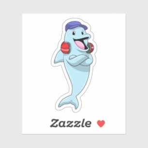 Sticker Dauphin à l'écoute de la musique