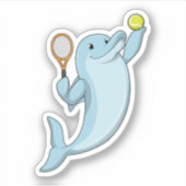 Sticker Dauphin au tennis avec une raquette de tennis (Devant)