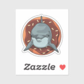 Sticker Dauphin avec Donut (Feuille)