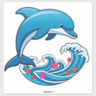 Sticker Dauphin Bleu sautant par-dessus les vagues de l'oc