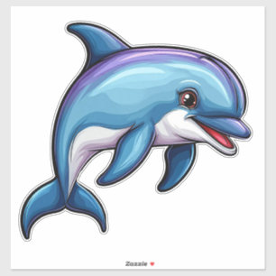 Sticker Dauphin de dessin animé souriant