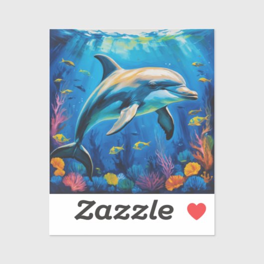Sticker Dauphin de peinture à l'huile (Feuille)