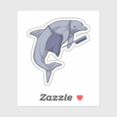 Sticker Dauphin en coiffeur avec peigne (Feuille)