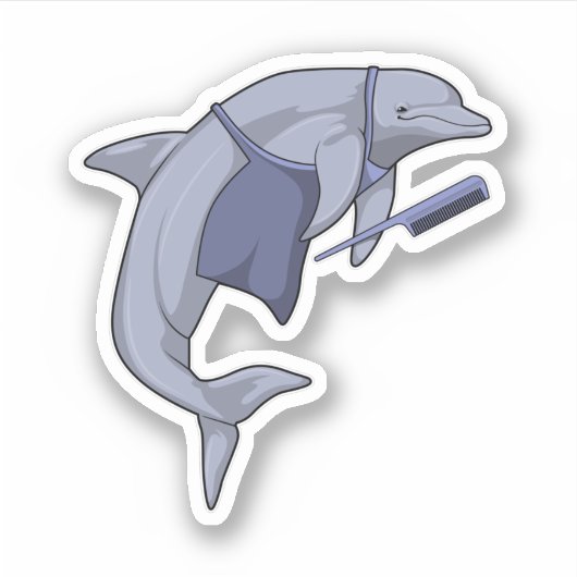 Sticker Dauphin en coiffeur avec peigne (Devant)