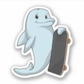 Sticker Dauphin en patinage avec skateboard (Devant)