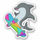 Sticker Dauphin en skater avec skateboard (Devant)