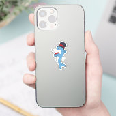 Sticker Dauphin en tant que Gentleman avec Casquette (Téléphone)