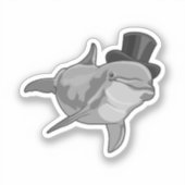 Sticker Dauphin en tant que Gentleman avec chapeau supérie (Recto)
