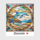 Sticker Dauphin En Verre Trait Faux (Feuille)