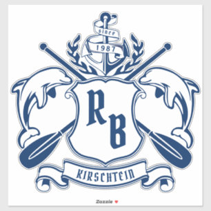 Sticker Dauphins de l'Emblème côtier Ancre Oar Shield Naut