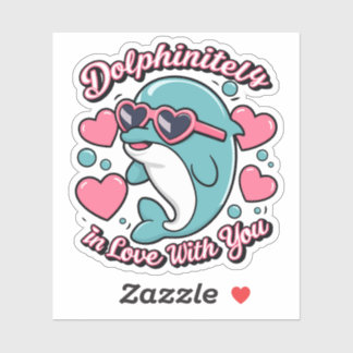 Sticker Dauphins Mignons Puns Dauphinellement Amoureux De