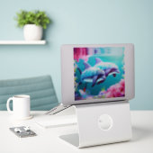 Sticker Dauphins Whimsical et floral sous-marin (Ordinateur portable sur le bureau)