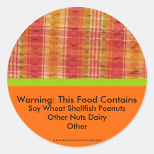 Sticker d'avertissement d'allergie alimentaire