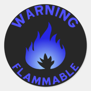 Sticker d'avertissement inflammable (bleu)