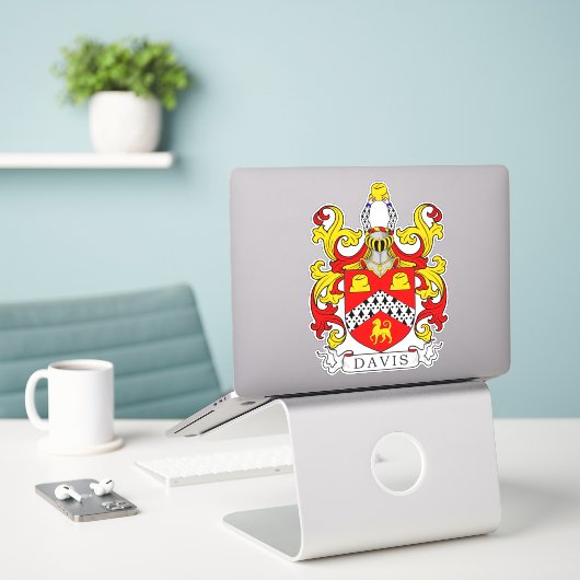Sticker Davis Family Crest (Ordinateur portable sur le bureau)
