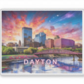 Sticker Dayton Skyline Abstrait Art (Devant)
