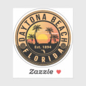 Sticker Daytona Beach Florida Retro Sunset Souvenirs (Feuille)