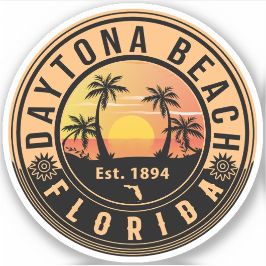 Sticker Daytona Beach Florida Retro Sunset Souvenirs (Devant)